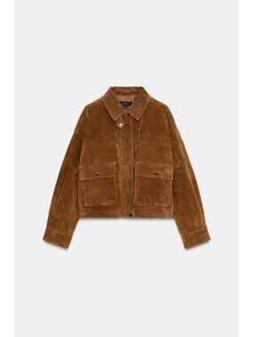 ZARA 100% LEATHER BOMBER JACKET